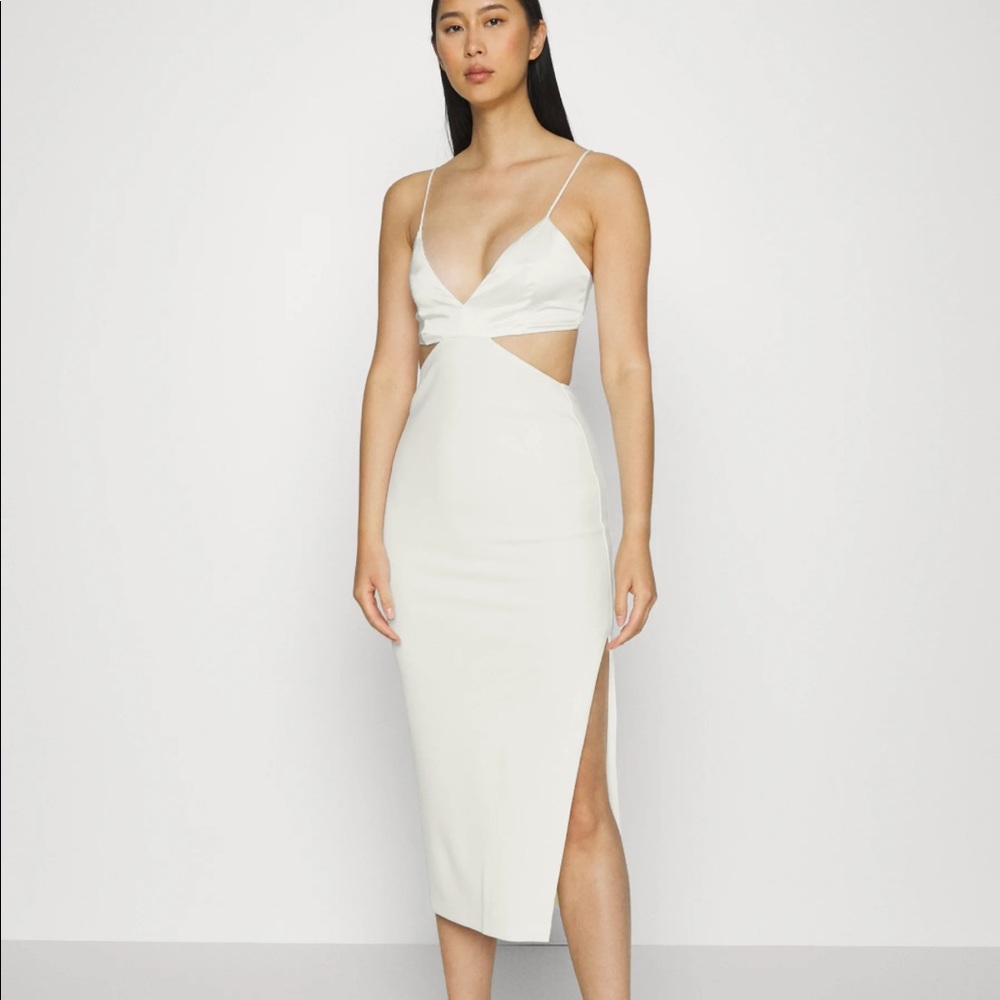 Abercrombie dress, mixed fabric cutout dress, color off-white, size small